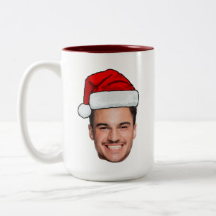 Caneca De Café Em Dois Tons Chapéu de Papai Noel com Foto Personalizada de Nat