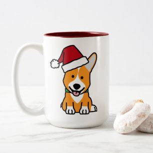 Caneca De Café Em Dois Tons Chapéu do papai noel do Natal de Galês do Pembroke