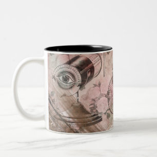 Caneca De Café Em Dois Tons Chapéu Vitoriano Glam Steampunk Grunge Vintage