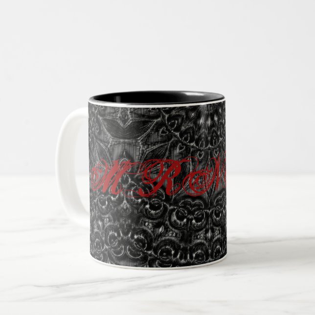 Caneca De Café Em Dois Tons Charcarvão Mandala (Frente Esquerda)