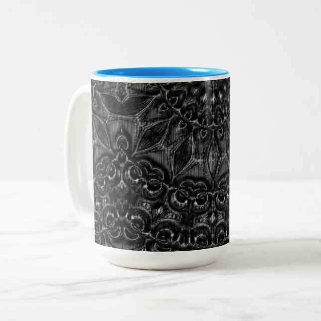 Caneca De Café Em Dois Tons Charcarvão Mandala (Frente Esquerda)