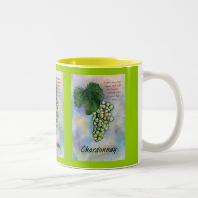 Caneca De Café Em Dois Tons Chardonnay Wine Graphics & Description Mug (Direita)