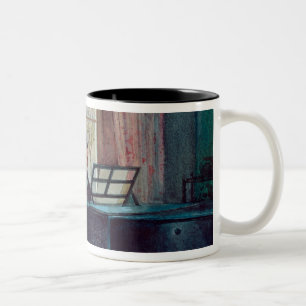 Caneca De Café Em Dois Tons Charles Darwin e sua esposa no piano
