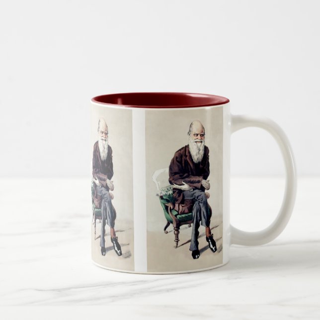 Caneca De Café Em Dois Tons Charles Darwin Vanity Fair Illustration (Direita)