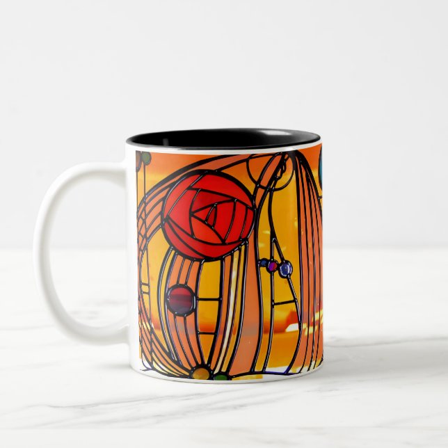 Caneca De Café Em Dois Tons Charles Rennie Mackintosh janela (Esquerda)