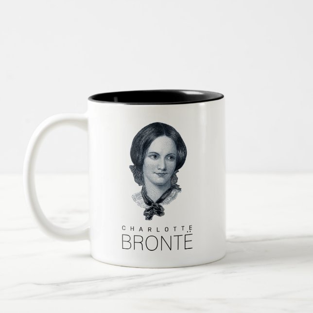 Caneca De Café Em Dois Tons Charlotte Bronte Portrait (Esquerda)
