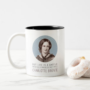 Caneca De Café Em Dois Tons Charlotte Bronte Retrato e Cotação