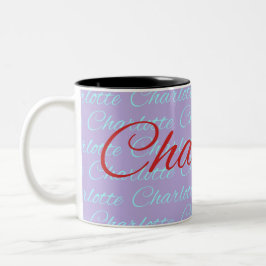 Caneca De Café Em Dois Tons Charlotte Name Pattern Design