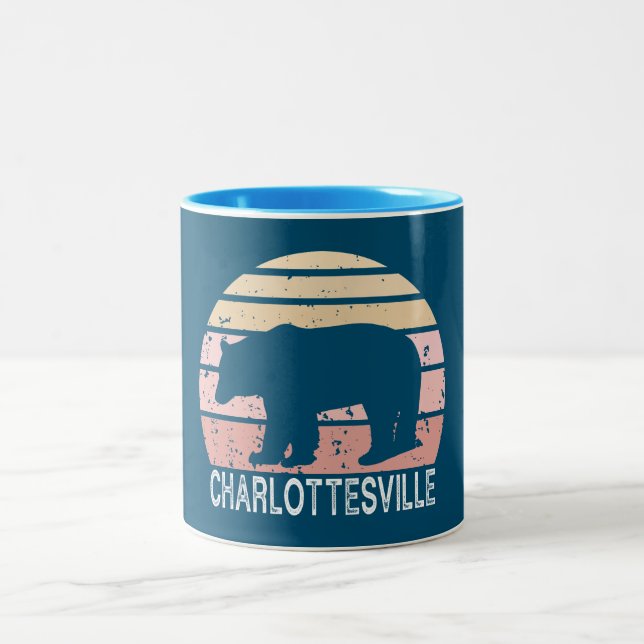 Caneca De Café Em Dois Tons Charlottesville Virginia Retro Bear (Centro)