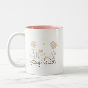 Caneca De Café Em Dois Tons Charme Inspirador Fique Selvagem Floral Suave Mini