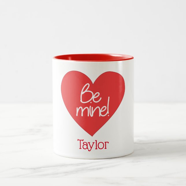 Caneca De Café Em Dois Tons Charming Be Mine Red Heart (Centro)