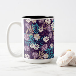Caneca De Café Em Dois Tons Charming Teal & Burgundy Floral