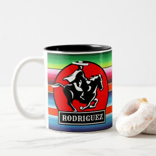 Caneca De Café Em Dois Tons Charro Horse, nome personalizado, sérvia mexicana 