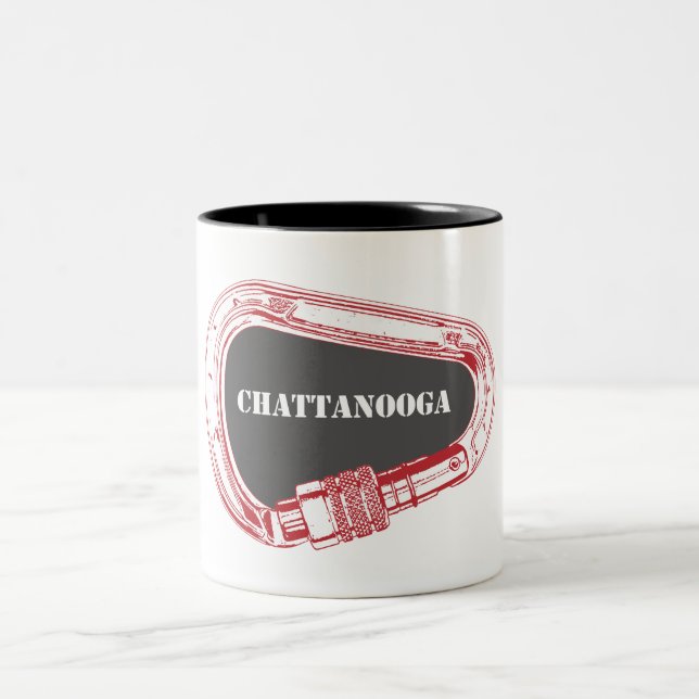 Caneca De Café Em Dois Tons Chattanooga Subindo Carabiner (Centro)