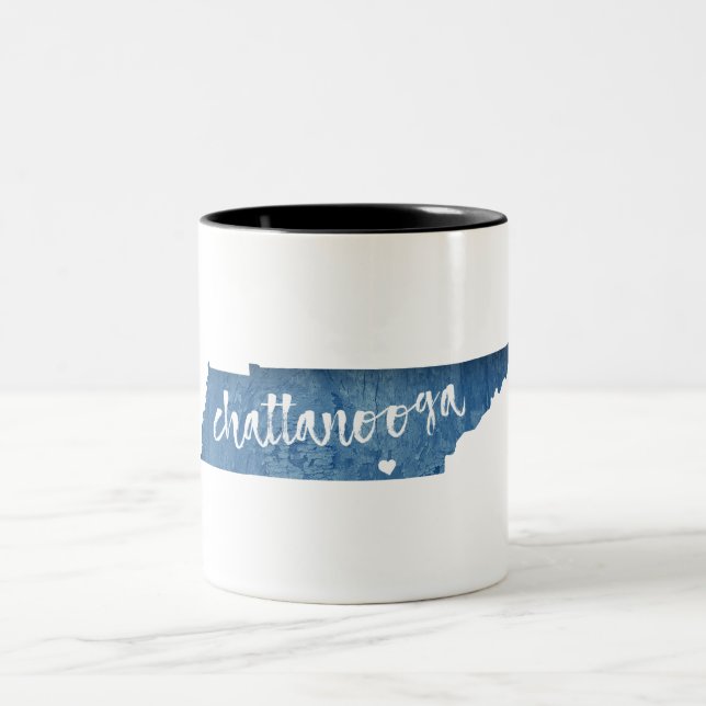 Caneca De Café Em Dois Tons Chattanooga Tennessee Wood Grain (Centro)