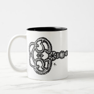Caneca De Café Em Dois Tons Chave Skeleton