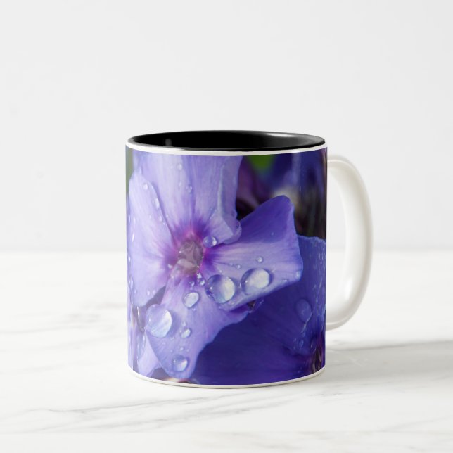 Caneca De Café Em Dois Tons chávena flor violeta (Frente Esquerda)