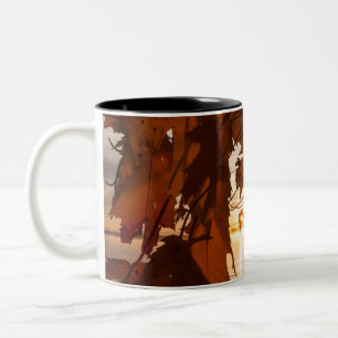 Caneca De Café Em Dois Tons chávena foto folhas de ácer