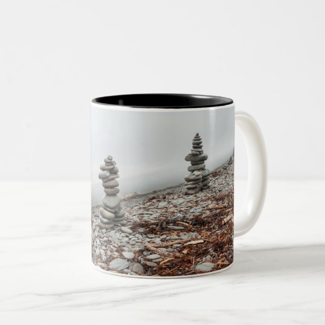 Caneca De Café Em Dois Tons Chávena, fotografia inukshuk (Frente Esquerda)