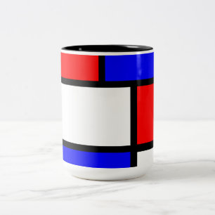 Caneca De Café Em Dois Tons Chávena moderna estilo Mondrian