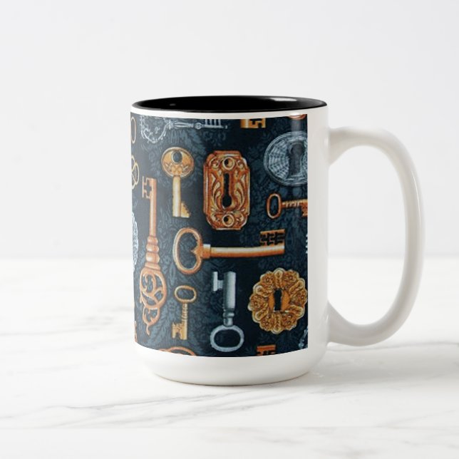 Caneca De Café Em Dois Tons Chaves Steampunk e Buracos-Chave (Direita)