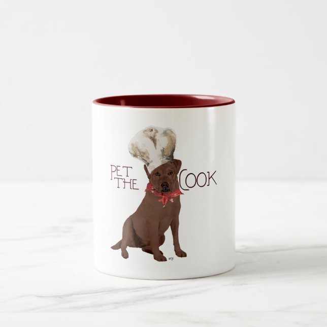 Caneca De Café Em Dois Tons Chef Labrador Retriever Chocolate (Centro)
