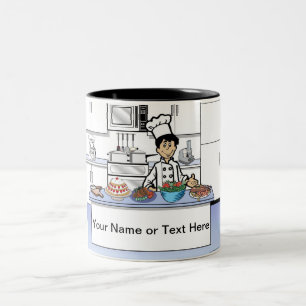 Caneca De Café Em Dois Tons Chef Personalizado, Cook - Cartoon Masculino