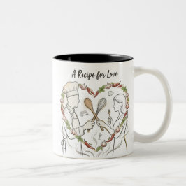 Caneca De Café Em Dois Tons Chef Romântico & Presente de Casal de Cozinha