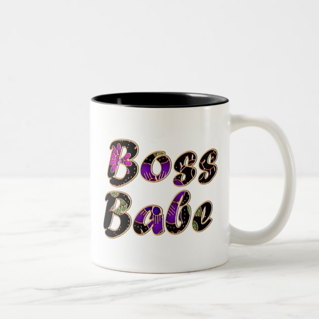 Caneca De Café Em Dois Tons Chefe Babe em Black Floral (Direita)