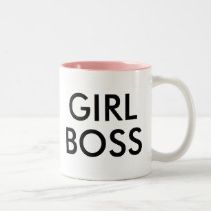 Caneca De Café Em Dois Tons Chefe Garota Slogan Humor Engraçado