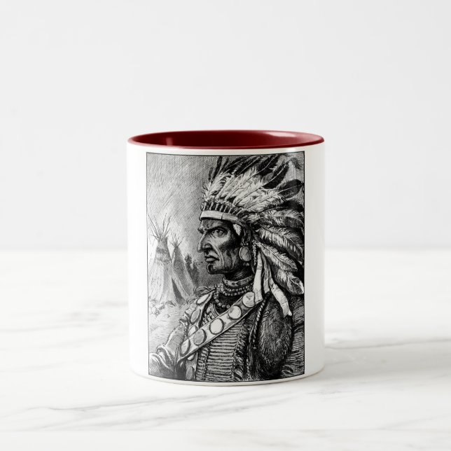 Caneca De Café Em Dois Tons Chefe Indiano Americano (Centro)