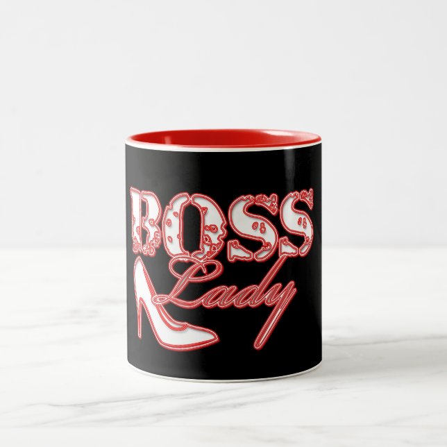 Caneca De Café Em Dois Tons Chefe Lady High Heel Coffee Mug De Dois Tons (Centro)