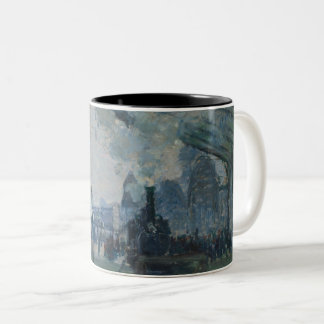 Caneca De Café Em Dois Tons Chegada do comboio normando - Monet