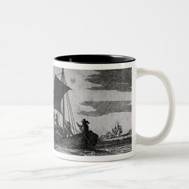 Caneca De Café Em Dois Tons Chegada do inglês em Roanoke (Direita)