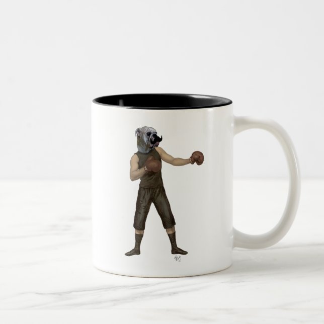 Caneca De Café Em Dois Tons Cheio Bulldog de Boxing (Direita)
