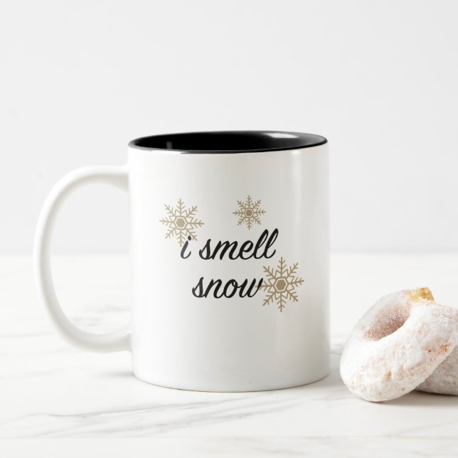Caneca De Café Em Dois Tons Cheira A Neve Floco De Neve Coffee Mug (Com Donut)