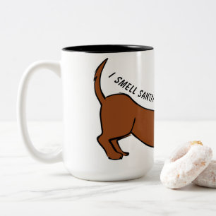 Caneca De Café Em Dois Tons Cheiro Papais noeis! Dachshund Cartoon Coffee Mug