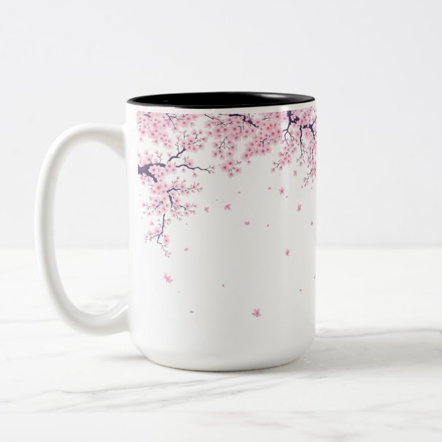 Caneca De Café Em Dois Tons Cherry Blossom Sakura Japanese Art Tote  (Esquerda)