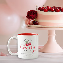 Caneca De Café Em Dois Tons Cherry no top Chá de fraldas coquette Coffee Mug