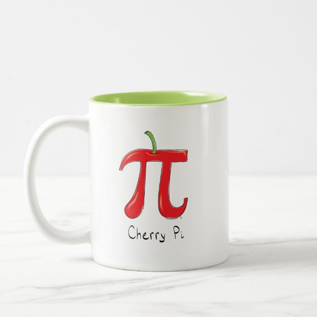 Caneca De Café Em Dois Tons Cherry Pi Cute Math Pi Day Coffee Mug (Esquerda)