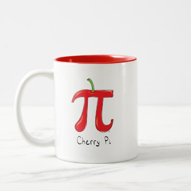 Caneca De Café Em Dois Tons Cherry Pi Cute Math Pi Day Coffee Mug (Esquerda)