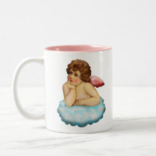 Caneca De Café Em Dois Tons cherub anjo antigo