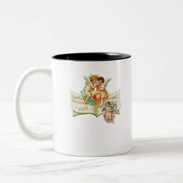 Caneca De Café Em Dois Tons cherubs de anjo musical (Esquerda)