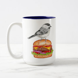 Caneca De Café Em Dois Tons Cheseburger Bird Chickadee Mug