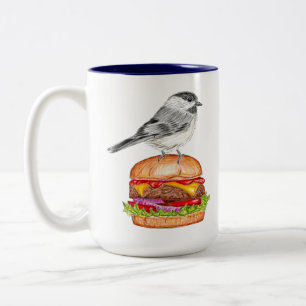 Caneca De Café Em Dois Tons Cheseburger Bird Chickadee Mug