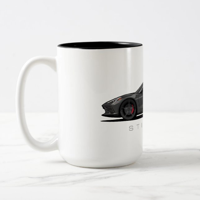 Caneca De Café Em Dois Tons Chevy Corvette C8 Black Illustration (Esquerda)