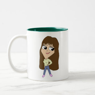 Caneca De Café Em Dois Tons chibi