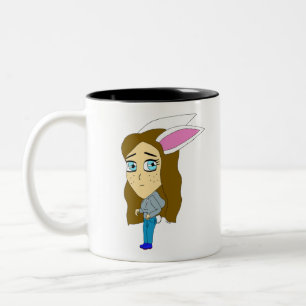 Caneca De Café Em Dois Tons chibi bunnygirl