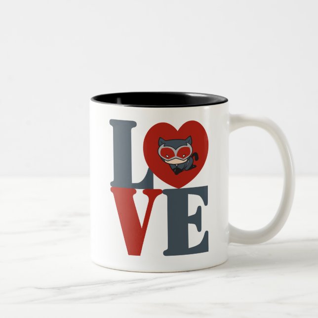 Caneca De Café Em Dois Tons Chibi CatWomen LOVE (Direita)