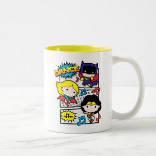 Caneca De Café Em Dois Tons Chibi Heroes Dançando